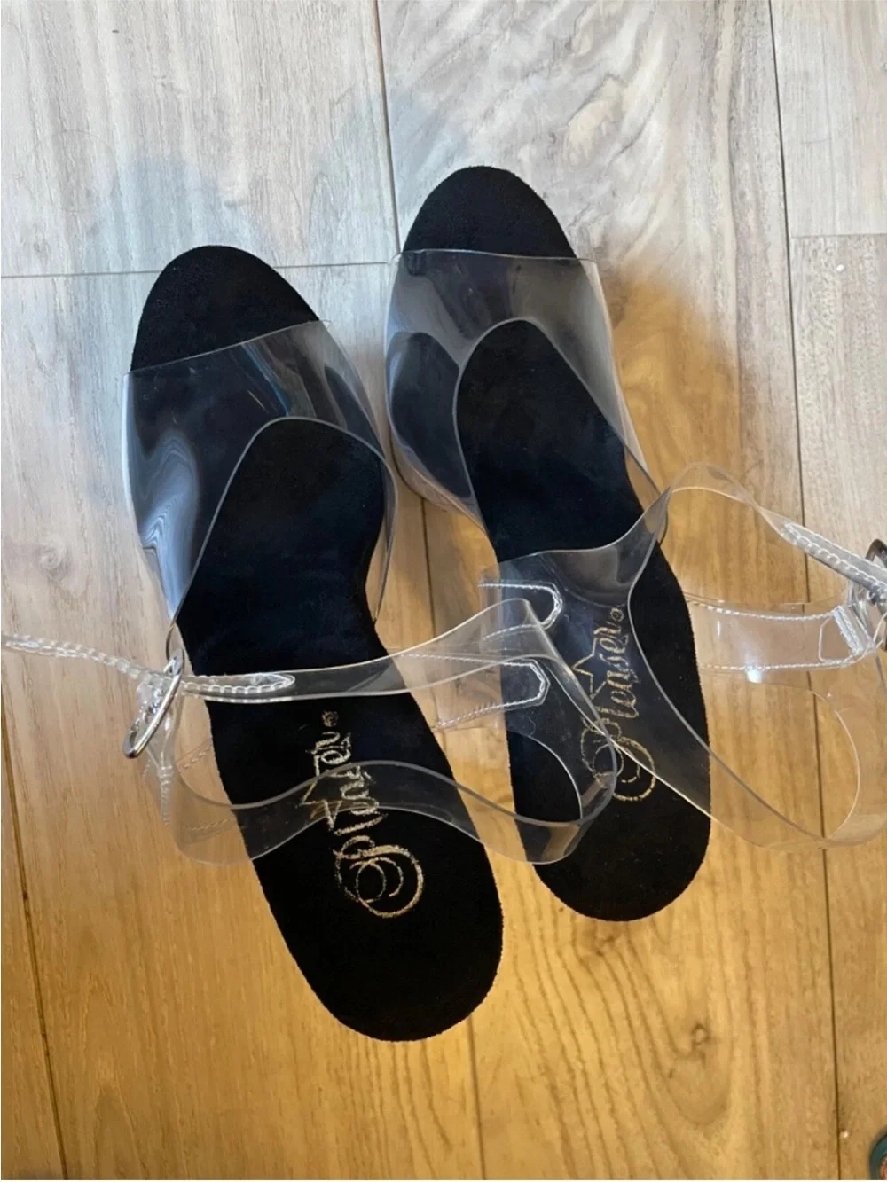 Pleaser Clear Platform Stiletto Sandals with Black Insole